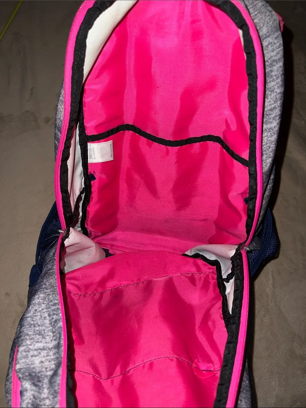 Adidas Gray School Backpack with Pink Zippers & Teal & Blue Accents